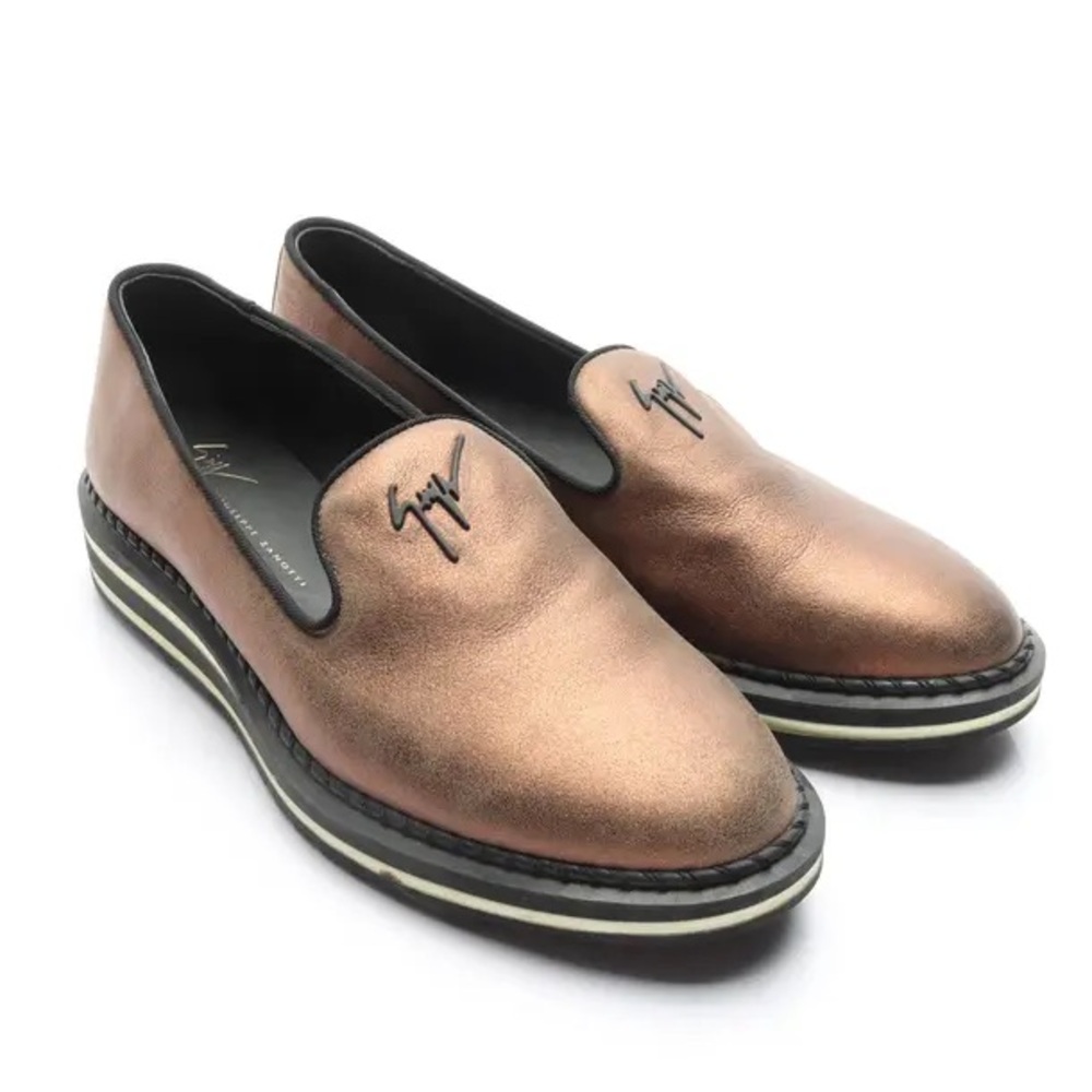 Giuseppe Zanotti Womens Metallic Bronze Slip-On Loafers